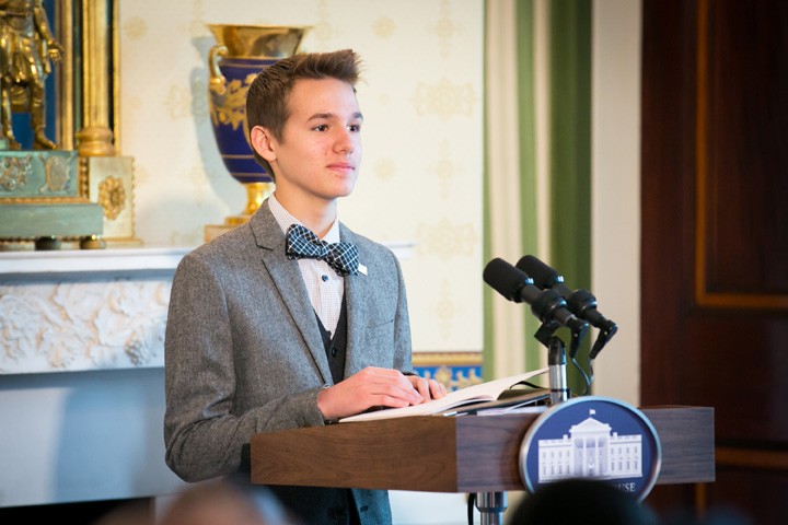 Weston Clark visited the White House in 2014 for a poetry reading hosted by First Lady Michelle Obama. (Submitted photo by Paul Morse for the National Student Poets Program)