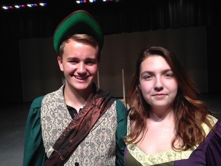 Cameron Acheson (left) and Maeve Hukill are playing lead roles in a ZCHS for the first time in “The Somewhat True Tale of Robin Hood.” (Photo by Mark Ambrogi)
