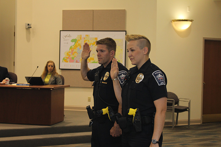New recruits Thadd Halton and Jessica Smith. (Photo by James Feichtner)