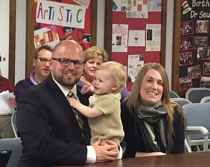 Brandon Ecker with wife, Brandy, and their 1-year-old daughter. Ecker and his family plan to move into the Mt. Vernon school district in the future. 