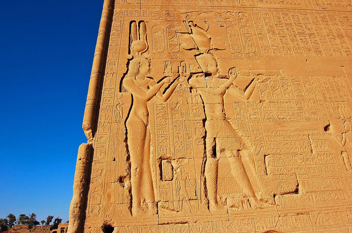 Cleopatra and Caesarion on Temple of Hathor (Photo by Don Knebel)