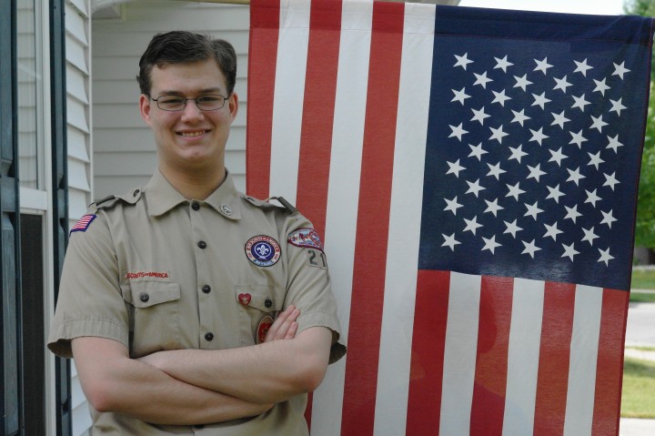 Jacob Wickham, a 17-year-old WHS student and Life Scout, will honorably retire American flags for his Boy Scout service project on July 4. (Photo by Michelle Williams)