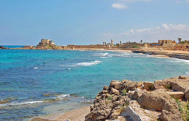 Remains of Inner Harbor at Caesarea Maritima (Photo by Don Knebel)