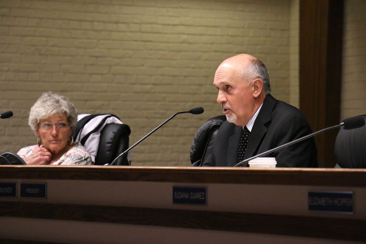 Town Council President Steve Mundy (right) said that bicyclists and motorists were affected by the increase in traffic, and that he would lobby the Sheriff Department to increase patrols. On bicycle safety he admitted "I'm a bicyclist myself and I don't stop either. Once you start pedaling it's easier to keep going."