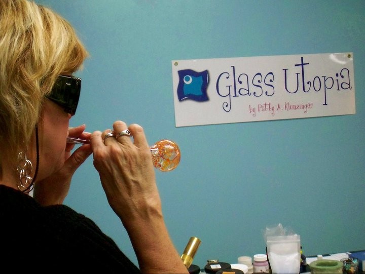 Patty Klunzinger blows glass. She will be hosting a blowing demo at the July 10 event. (Submitted photo)