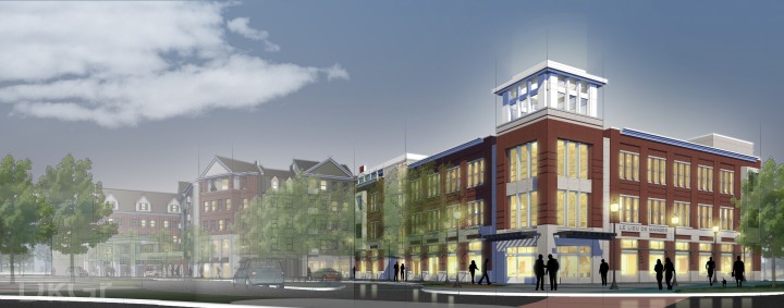 a rendering of the Loftus Robinson building, also known as The Switch, in the Nickel Plate District.