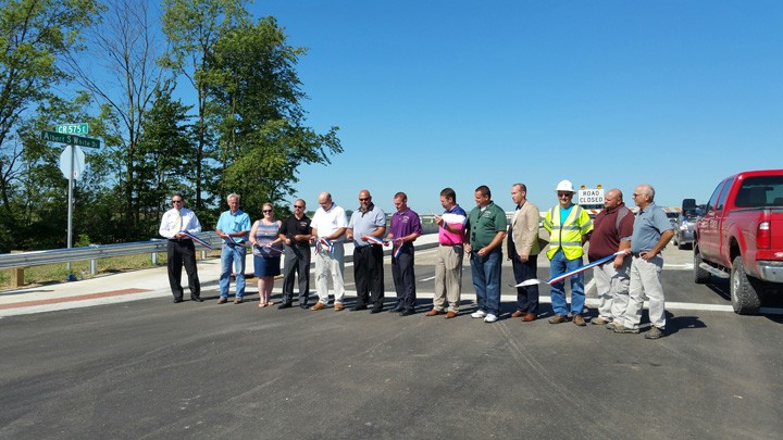 Boone County and Whitestown officials gathered Aug. 7 to celebrate the opening of a new bridge over Fishback Creek. (Submitted photo)