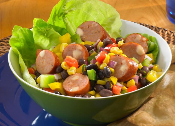 Try a lighter fare with chicken sausage in this Black Bean Salad. (Submitted photo)
