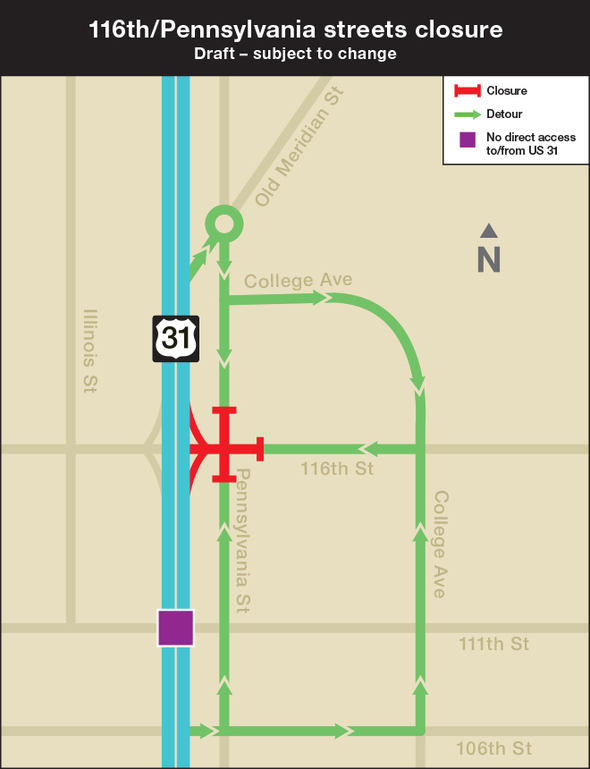 Closures along 116th Street. (Submitted map)