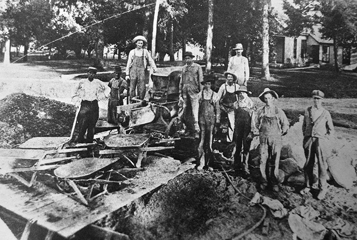 It took much longer to install the first sidewalks in Zionsville than it does today. (Photo courtesy of The SullivanMunce Cultural Center)