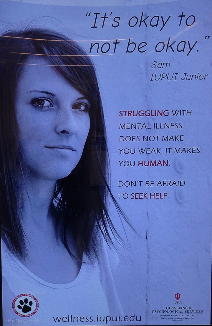 Samantha Brinkman’s mental illness ad on the IUPUI campus. (Submitted photo)