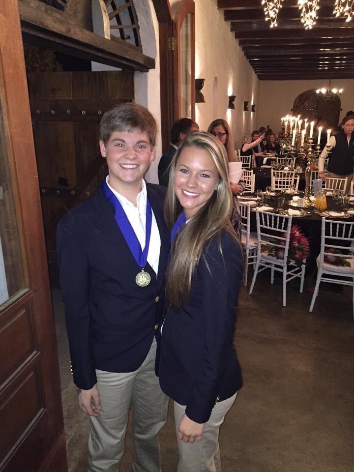 Matt Huke, left, and Faith Robbins recently traveled to South Africa to compete on the United States Equestrian Federation’s Young Rider Team. Their team earned gold medals. (Submitted photo)
