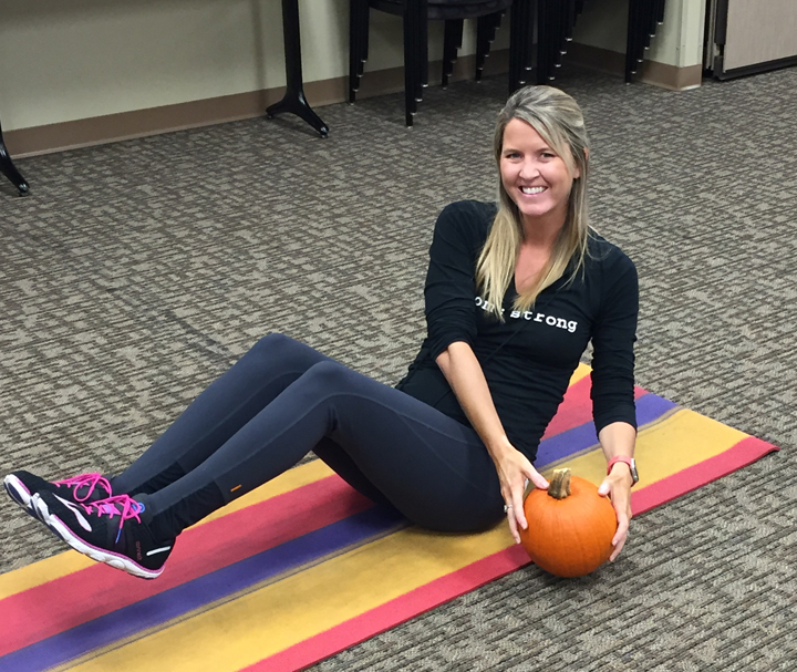 Try side lunging with pumpkins for a fun workout this season. (Submitted photo)