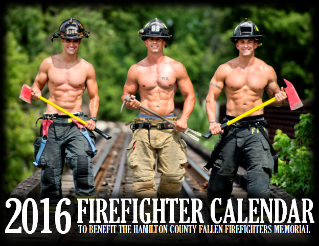 The cover of the 2016 calendar features, from left, Tim Griffin of Carmel Fire Dept., Joe Scheumann of Noblesville Fire Dept. and Jared Shaughnessy of Fishers Fire Dept. (Submitted photo)