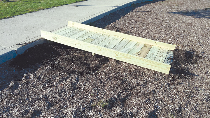 One of the ramps Derringer built for the playground. (Submitted photo)