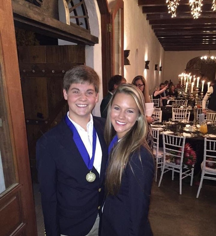 Matt Huke, left, and Faith Robbins recently traveled to South Africa to compete in the United States Equestrian Federation’s Young Rider Team. Their team earned gold medals. (Submitted photo)