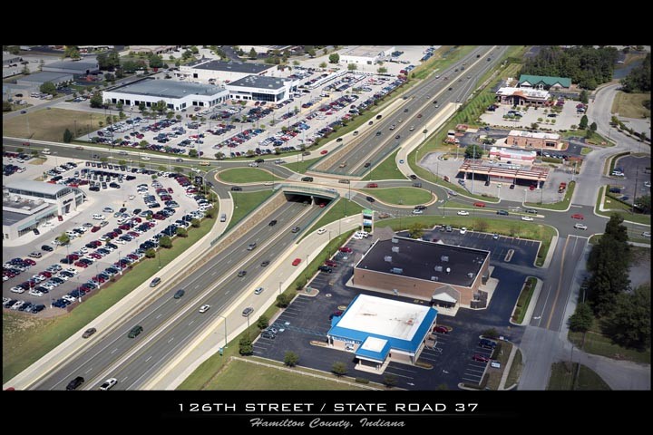 A proposed rendering of a roundabout overlay at the intersection of 126th and State Road 37. (Submitted rendering)