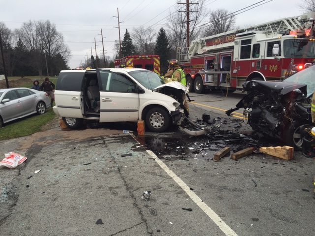 Emergency responders work the scene of a fatal accident on Oak Street. (submitted photo) 
