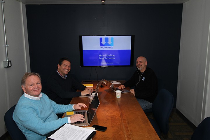 From left, CEO Howard Bates, CTO Rick Wehrle, and COO Mike Seidle of Work Here. (Submitted photo) 