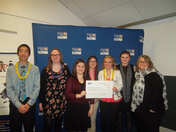 Becca Trainor, third from left, and other WHS students were awarded a grant last year for a Girl Scouts project. (Submitted photo)