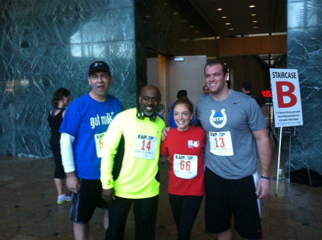 Past Bop to the Top participants include, from left, former broadcaster Bill Remeika, personal trainer Andre Crayton, former Fox 59 reporter Vanessa McClure and Colts long snapper Matt Overton. (Submitted photo)