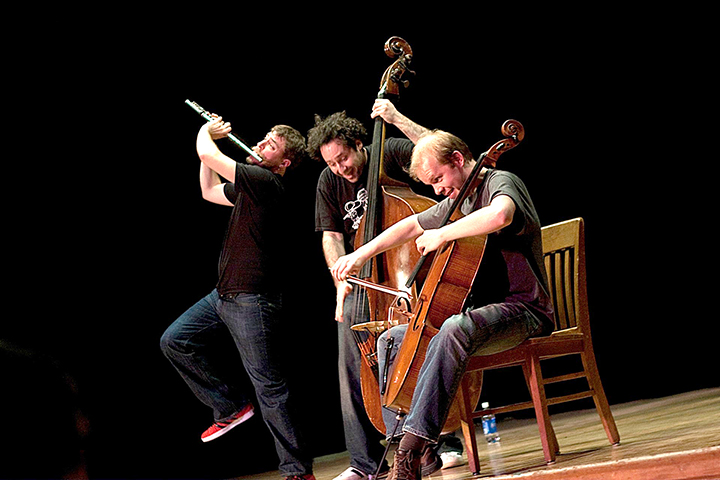 From left, Greg Pattillo, on the flute; Peter Seymour, on the double bass; and Eric Stephenson, on the cello. (Submitted photo)