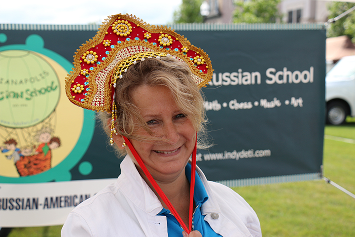 Natalia Rekhter, executive director at the Russian School, earlier this year at the Carmel Farmers Market’s heritage day. (File photo)