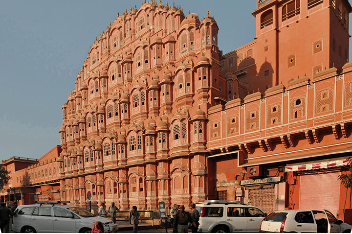 Façade of Jaipur’s Palace of the Winds. (Photo by Don Knebel)