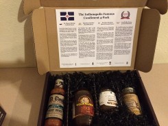 Inside the box of Indianapolis condiments.