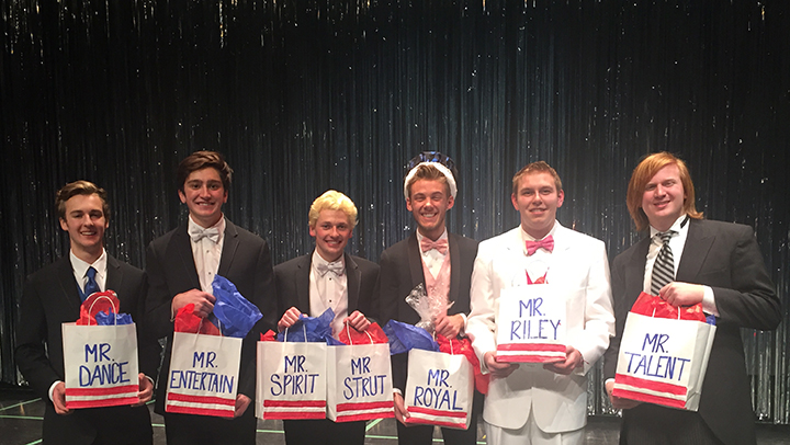 Winners from the 2015 Mr. Royal talent show included, from left, Mitch Rankin (Mr. Dance), Mason Swofford (Mr. Entertainment), Zach Silcox (Mr. Strut and Mr. Spirit), Sam Adams (Mr. Royal), David Bock (Mr. Riley) and Sean Wood (Mr. Talent). (Submitted photo)