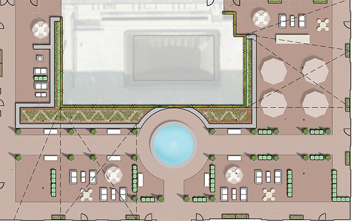 A public square is planned for the interior plaza of Sophia Square Apartments. (Submitted photo)