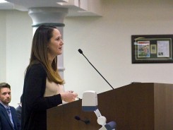 Deputy Mayor Leah McGrath presented the Fishers 2040 Comprehensive Plan to the city council for first reading March 21. (Photo by Sam Elliott)