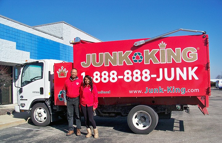 Julius and Jacqueline McQueen have opened the first Indiana Junk King franchise on North by Northeast Boulevard in Fishers. (Photo by Sam Elliott)