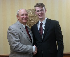State Sen. Luke Kenley (R-Noblesville), left, pauses with Christian Mills. (Submitted photo)