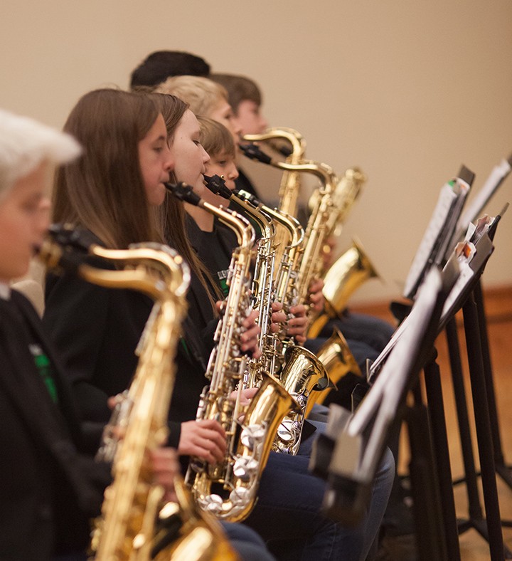 Members of the ZMS Jazz Ensemble perform at the Ball State Jazz Festival. (Submitted photo)