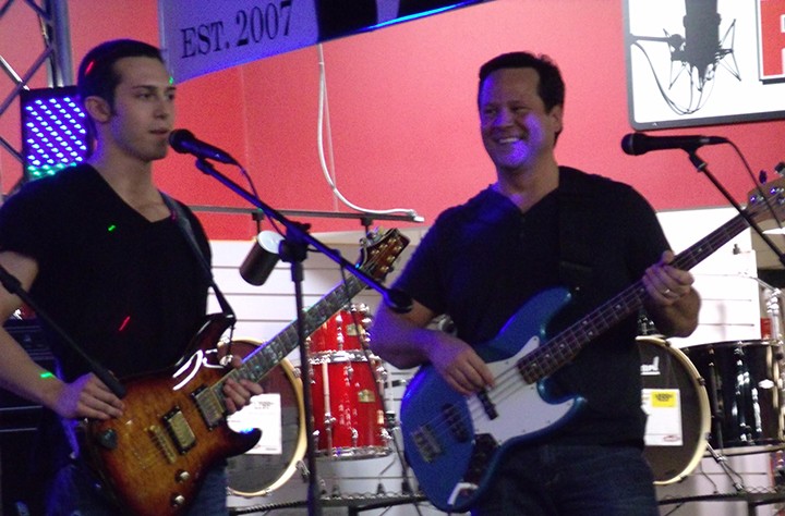 Travis, left, and Kelly Frank performing at a local show. Travis is the youngest of Kelly’s nine children. (Submitted photo)