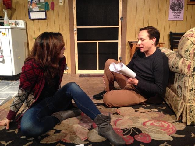 Miranda Nehrig and Jay Hemphill rehearse for the show. “Pornostars At Home” will be on stage April 1-23. (Submitted photo)