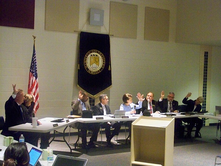 The Hamilton Southeastern School Board unanimously votes at its March 23 meeting to approve the administration’s recommendations for all elementary students to use iPads beginning this fall. (Photo by Sam Elliott)