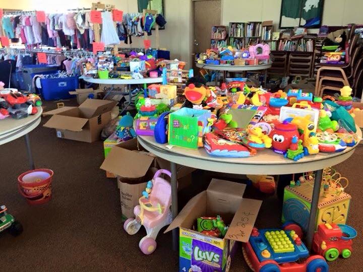 A sampling of the selection at last year’s Fishers Mothers of Preschoolers indoor garage sale. (Submitted photo)