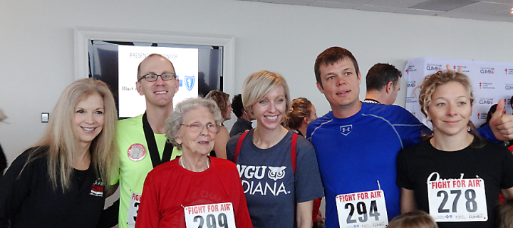 From left, Tanya Husain, executive director of the American Lung Association of Indiana, Joel Tragesser, Mary Lewis, Kirsten Tragesser, Stan Klos and Kristen Gentry at the Fight for Air Climb. (Submitted photo)