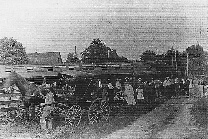 A passenger train derailed in Zionsville in 1909. Thirty-five people were injured, but none seriously. (Photo courtesy of Sullivan/Munce Cultural Center)