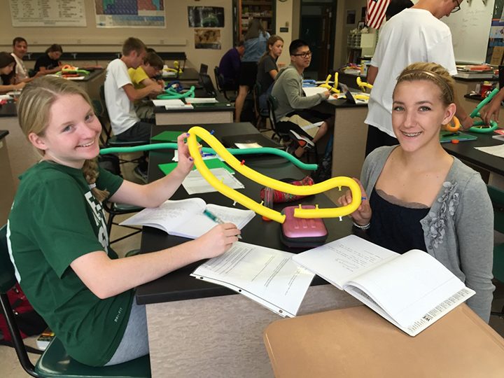 ZCHS senior Emily White and junior Lauren English work on a protein building project. ZCHS has been ranked as the No. 2 public high school in Indiana by U.S. News & World Report. (Submitted photo)  