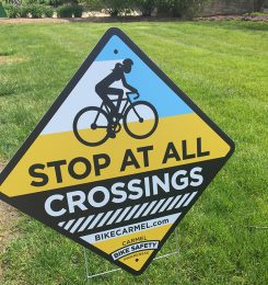 The City of Carmel has installed signs to remind bicyclists of important safety laws. (Submitted photo)