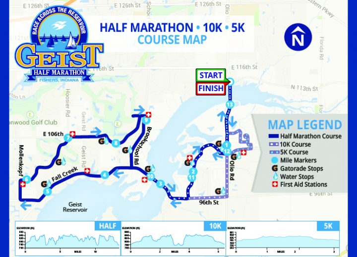 This map shows the routes for the May 21 Geist Half Marathon, 10K and 5K runs. (Submitted map)