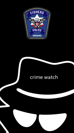 The loading screen and logo of the new Fishers CrimeWatch smartphone app.