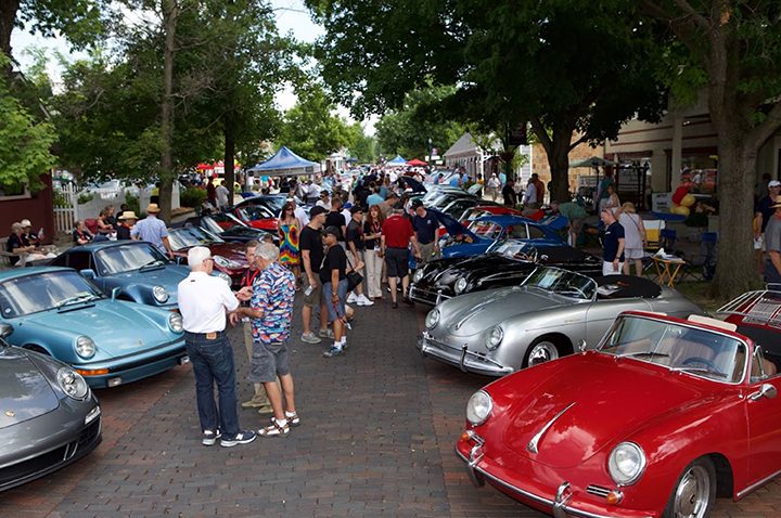 Porsches and people line Main Street for CruZionsville. (Submitted photo)
