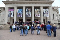 Crowds line up outside the Palladium hours before Donald Trump gave a speech May 2. (Photo by Ann Marie Shambaugh) 