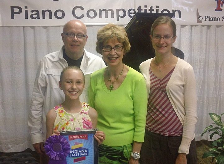 Pictured from left to right are Judge Dr. Kimm Hollis from Hanover College, Gracie Tubbs, a Young Hoosier Pianist winner, Cheryl Everett, instructor of piano at Wabash College and Young Hoosier State Piano competition coordinator, and Judge Amy Wallarab, MM in Jazz Studies from Indiana University. (Submitted photo)