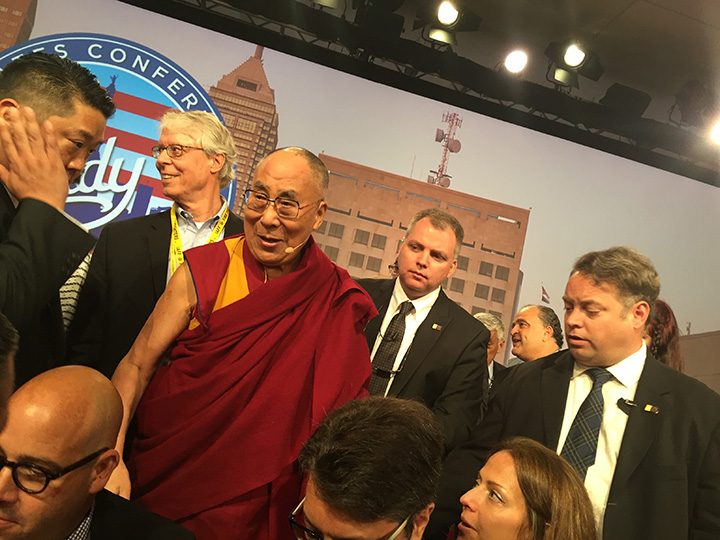The Dalai Lama spoke at the U.S. Conference of Mayors on June 26 in Indianapolis. (Photo by Adam Aasen)