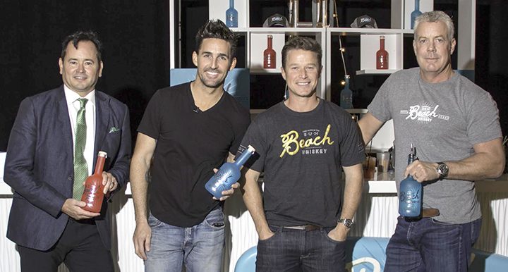 From left, co-founders of Beach Whiskey Smoke Wallin, Jake Owen, Billy Bush and Andrew McGinnis. (Photo by Mark Gillespie)